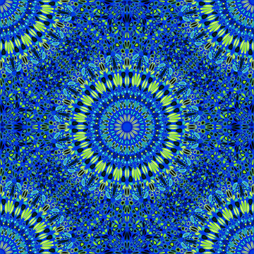 Abstract seamless bohemian kaleidoscope mandala pattern background - colorful multicolored vector art