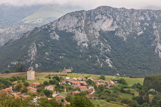 Picturesque old village in Cantabria. Obeso, Liebana territory, Spain