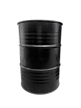 Black metal barrel isolated on white background with cliping path