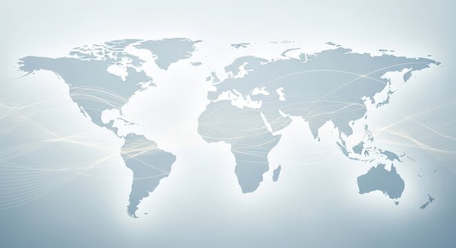 A minimalist world map showcasing global continents and oceans
