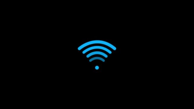 wifi signal icon animated video 4k antenna sign.wifi internet network icon on black background .wifi symbol wireless network iconq animated 4k