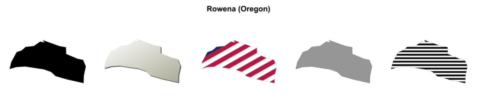Rowena (Oregon) blank outline map set