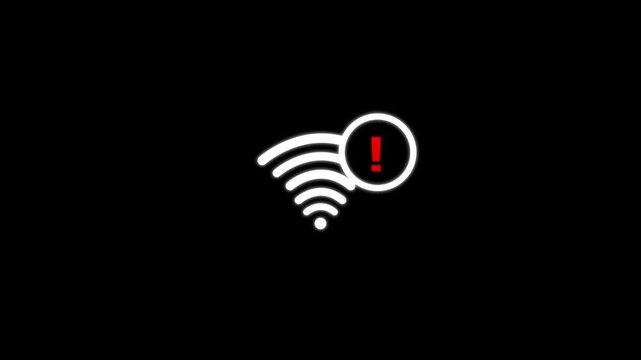 No wifi signal icon with red prohibited sign animation. 4K Video, No Use wifi icon animation . no wifi use . Network signal error sign. Connection lost symbol on alpha channel.