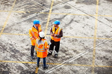 Supply chain, people and meeting in port for inspection agenda, management or shipping discussion....