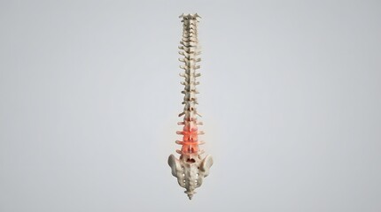 Obraz premium Human Spine Anatomy with Highlighted Lumbar Pain Area, Lower Back Pain Medical Illustration
