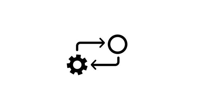 Process icon in flat style isolated on white. Process symbol in black for your web site design on white background