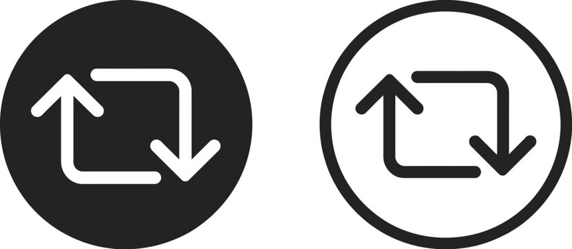 Retweet icon featuring two styles for reposting sharing social media updates and digital communication designs