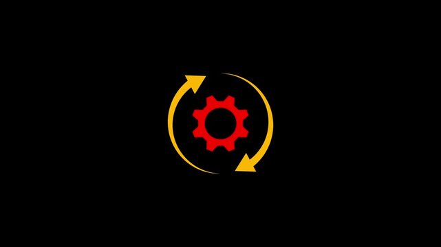 Circle arrow refresh and reload icon animation with loading progress on black background.Minimalist circular loading progress bar and rotating arrow animation pack, 4k animation video