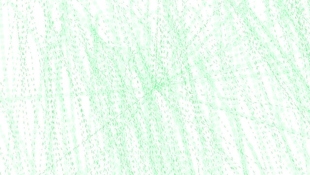 Neon green data stream lines moving rapidly across a stark and simple dark digital environment