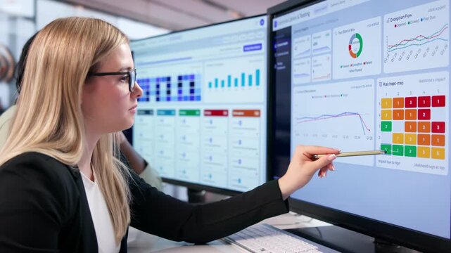 Compliance Manager And Colleague Reviewing Risk Matrix