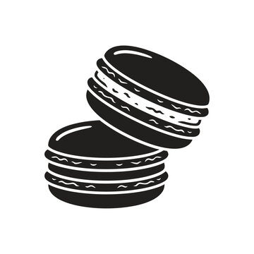 Macaron icon. French almond meringue dessert sandwich cookie vector illustration.