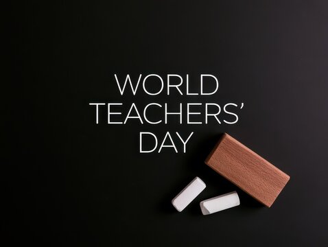 World teachers day chalkboard illustration with pieces of chalk