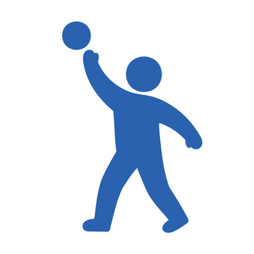 Blue figure holding a ball above its head, ready to throw it