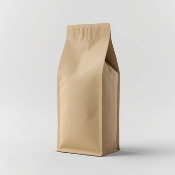 3D blank unbranded kraft paper coffee bean bag mockup