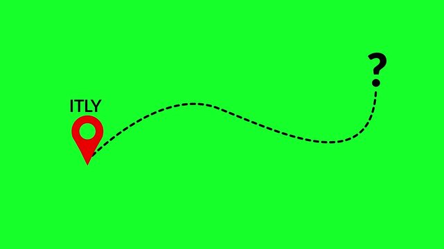 ITLY country to another country location pin animation in 4k animation with alpha channel  on transparent background travel one country to another country animation