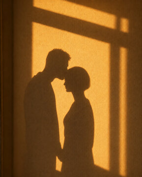 silhouette of a couple kissing