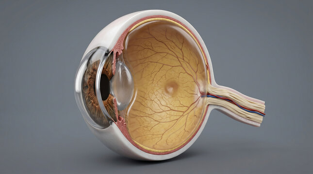 3D Anatomical Human Eye Cross-Section Isolated