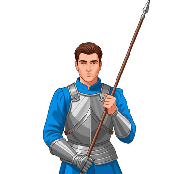 Male Cavalier Lancer Holding Tournament Lance