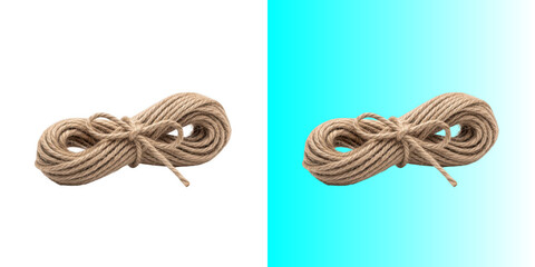 Natural jute rope coil isolated on transparent background © MDMAHMUD