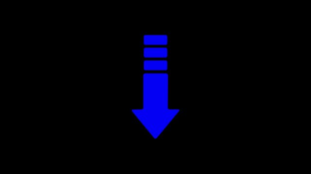 Animation Arrow Down Symbols on Black Background. Animated white arrow from top to bottom on black background. Arrow motion business animation background.