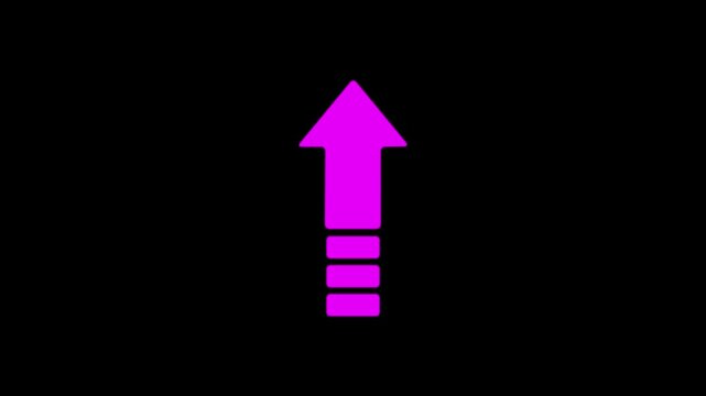 Animation Arrow Down Symbols on Black Background. Animated white arrow from top to bottom on black background. Arrow motion business animation background.