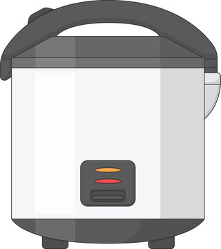 Rice Cooker Vector Illustration. Kitchen Appliance Design Element Isolated on White Background