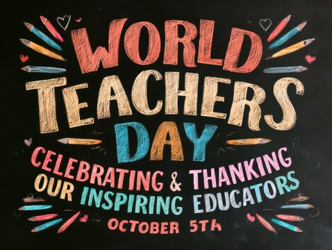 World teachers day colorful celebration poster with october 5th date