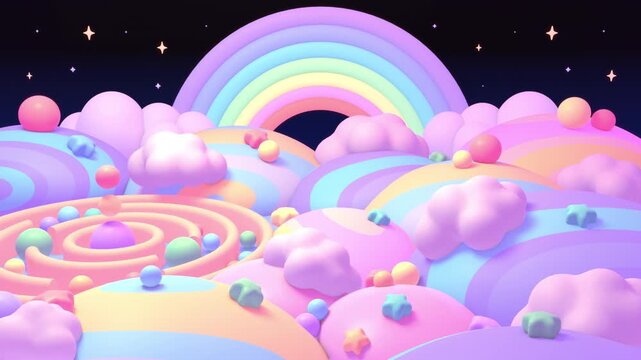 Colorful ball playground at night animation. (loop)