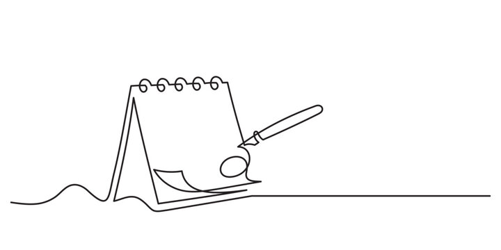 one line drawing calendar planning organizer with pen minimalist art
