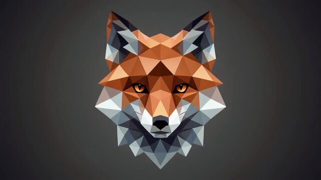 Geometric Fox Head Low Poly Art, Orange Wildlife Animal Illustration, Modern Minimalist Design