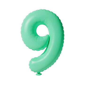 3D green number nine balloon graphic