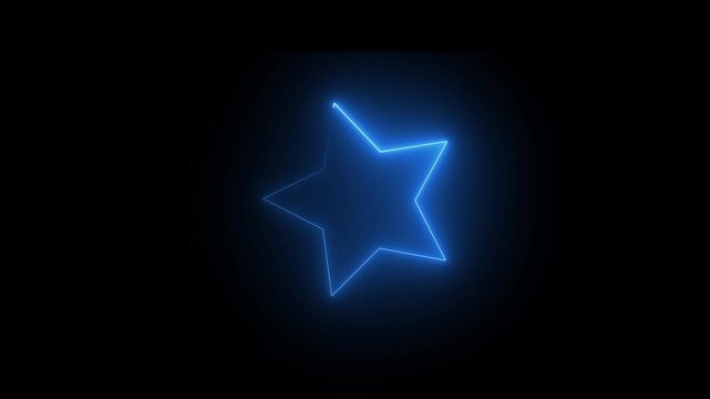 Blue colour icon Abstract dynamic saber rectangle frame animation with black background. Twinkling stars animation, falling sparkling bright stars overlay video.