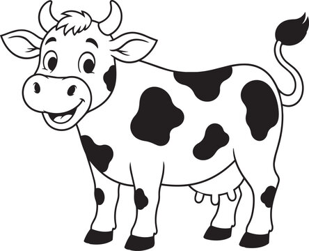 cow cartoon coloring page for children vector illustration 
