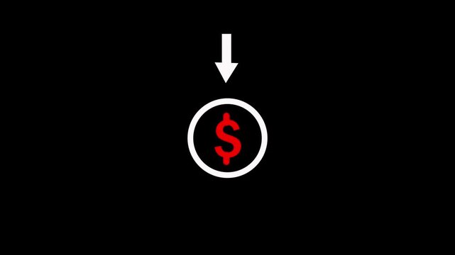 Animated Red Dollar Down Arrow Payment Icon