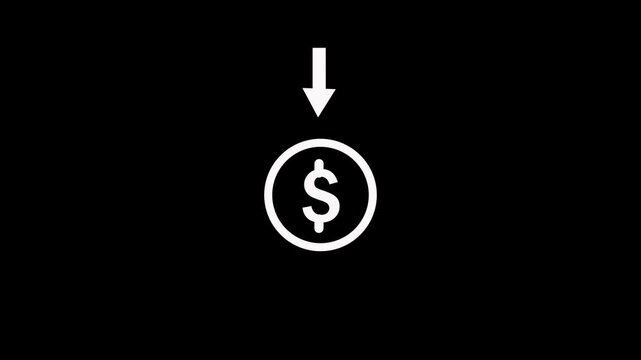 Animated White Dollar Down Arrow Payment Icon

