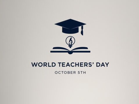 World teachers day illustration with graduation cap and open book