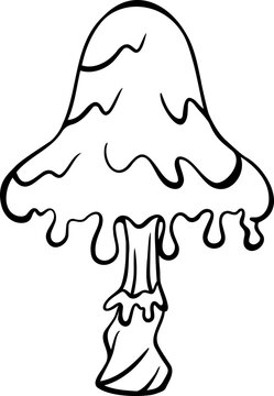 shaggy inkcap mushroom outine