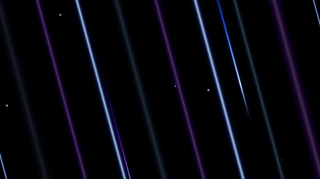 Abstract diagonal glowing light streaks in dark space with subtle particles creating a futuristic