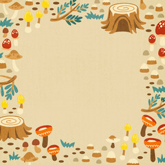 Naklejka premium Aesthetic botanical frame background, cute nature illustration