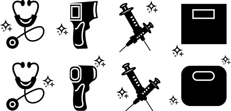 Medical Equipment and Healthcare Solid Icons Collection