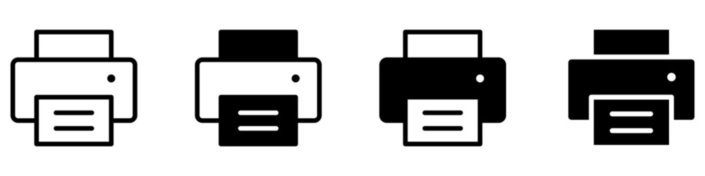 Printer icon vector set. Printing device illustration sign collection. Office symbol. Technology logo or mark.
