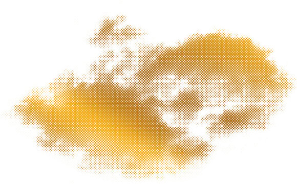 Abstract golden halftone cloud shape isolated on a transparent background transparent background