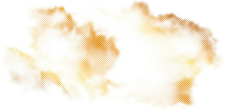 Abstract golden halftone dot pattern texture isolated on transparent background transparent background