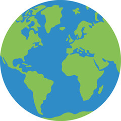 Obraz premium Planet earth world globe icon featuring oceans and water in flat vector color style for apps and websites