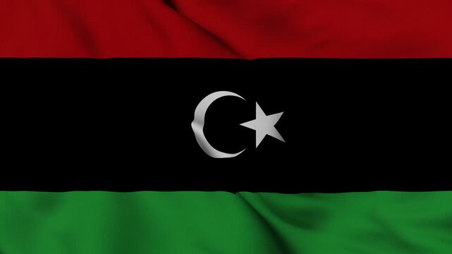 4K animation of the Libyan national flag waving in the wind