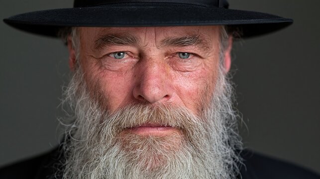 Bearded man with wide-brimmed hat portrait