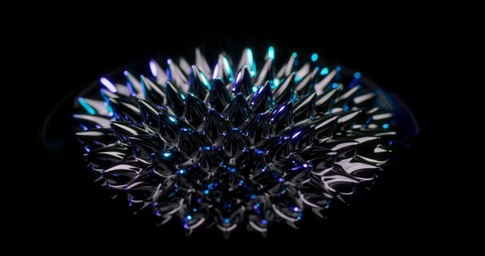 Experience a captivating display of ferrofluid with vibrant colors against a sleek black background. This mesmerizing effect is ideal for dynamic motion graphics and inspiring standout abstract art