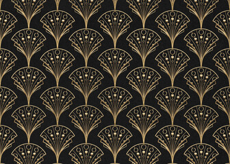 Gatsby palmette patterned background, dark brown design © Rawpixel.com