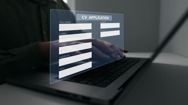 Professional CV and application form for recruitment and employment. Business concept focused on candidate selection, qualification review, interview preparation and workforce management.	
