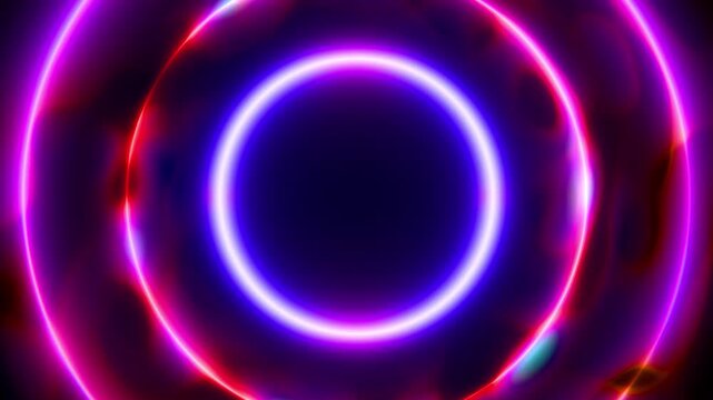 Glowing Circles Pulse On Black Background, Looped Animation